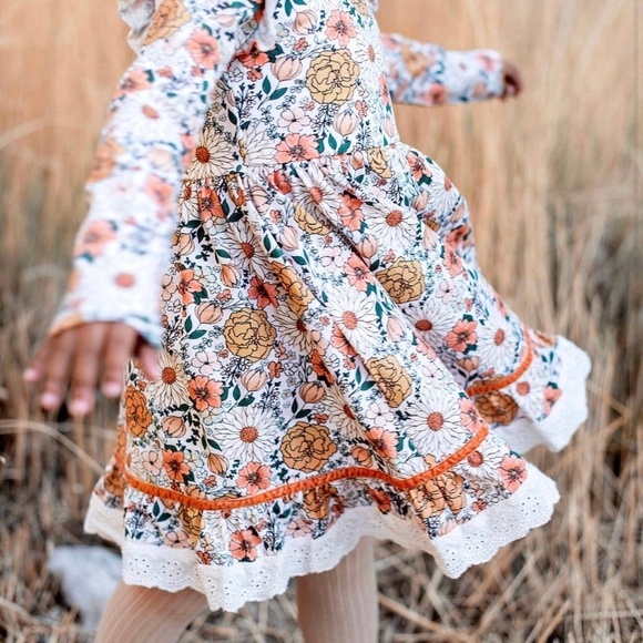 Matilda Wildflowers Fall Florals Dress with Jane Lace Trim NEW NWT Made by Molly - Picture 4 of 11